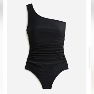 J. Crew Sleek Ruched one-shoulder one-piece swimsuit. Size 14. NWT.